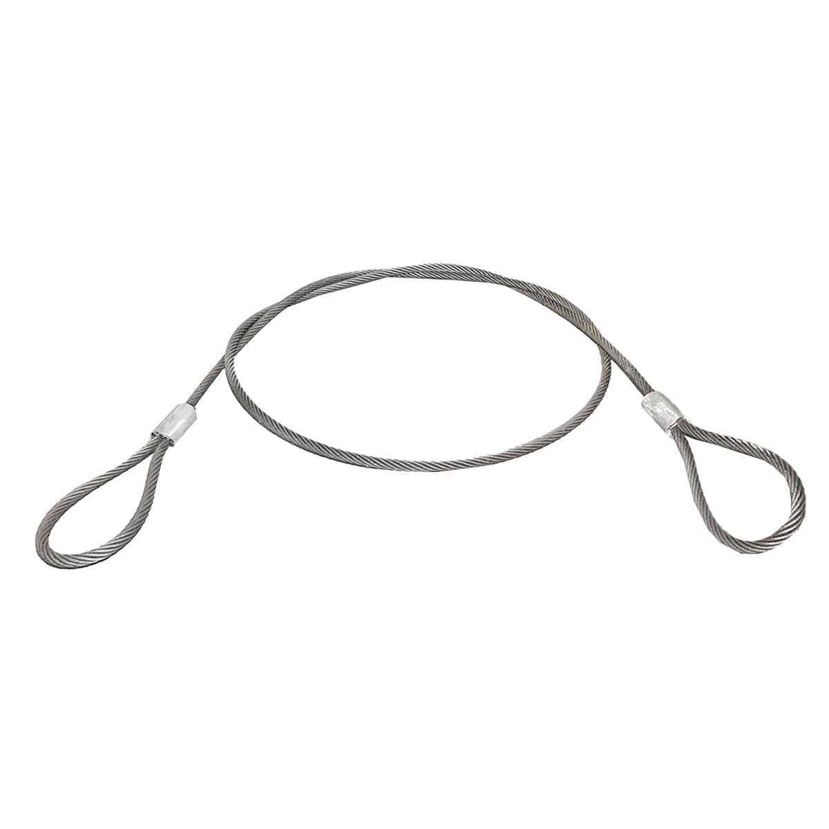 Steel winch cable/rope with a thickness of 16mm and a length of 4m with rings for towing or lifting