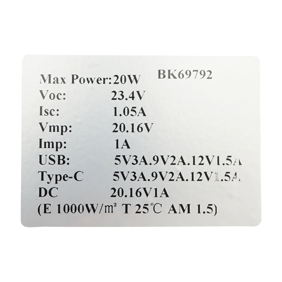 Portable solar photovoltaic system with 20W panel and USB, Type-C voltage regulator for camping