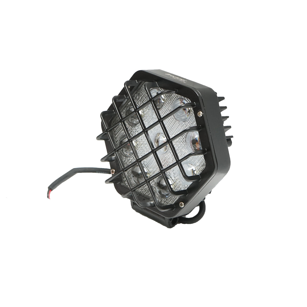 Hexagonal projector lamp with black metal grille, 9 LEDs, radiation angle 30, DC 10-80V 27W Breckner Germany