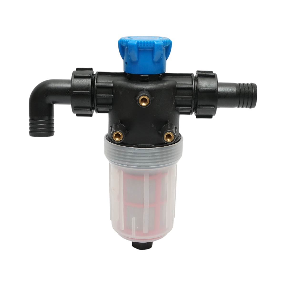 Transparent herbicide filter with 2 sieves and self-cleaning valve, 32mm connection