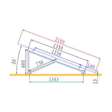 Complete mounting system, concrete structure for 4 photovoltaic solar panels at a 20-degree angle Breckner Germany