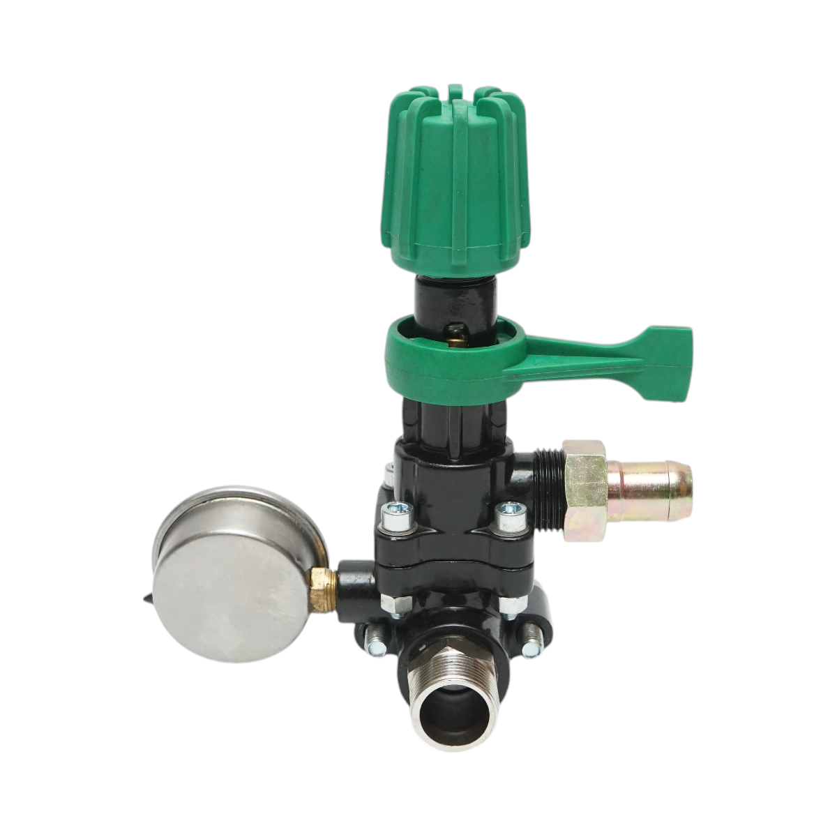 Pressure adjustment valve with manometer for herbicide sprayer