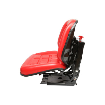 Universal red chair with triple adjustment and shock absorber for tractor U-445