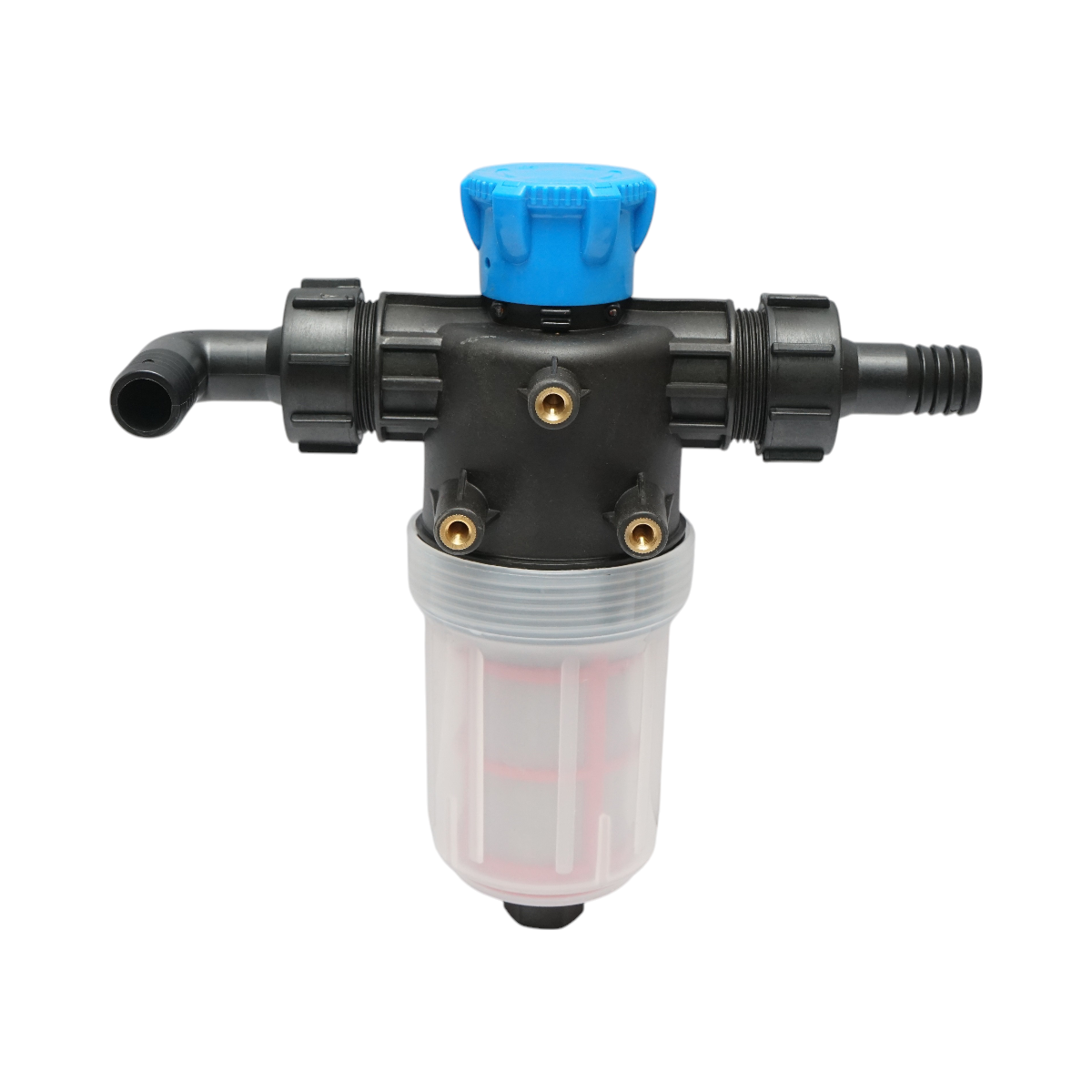 Transparent herbicide filter with 2 sieves and self-cleaning valve, 25mm connection