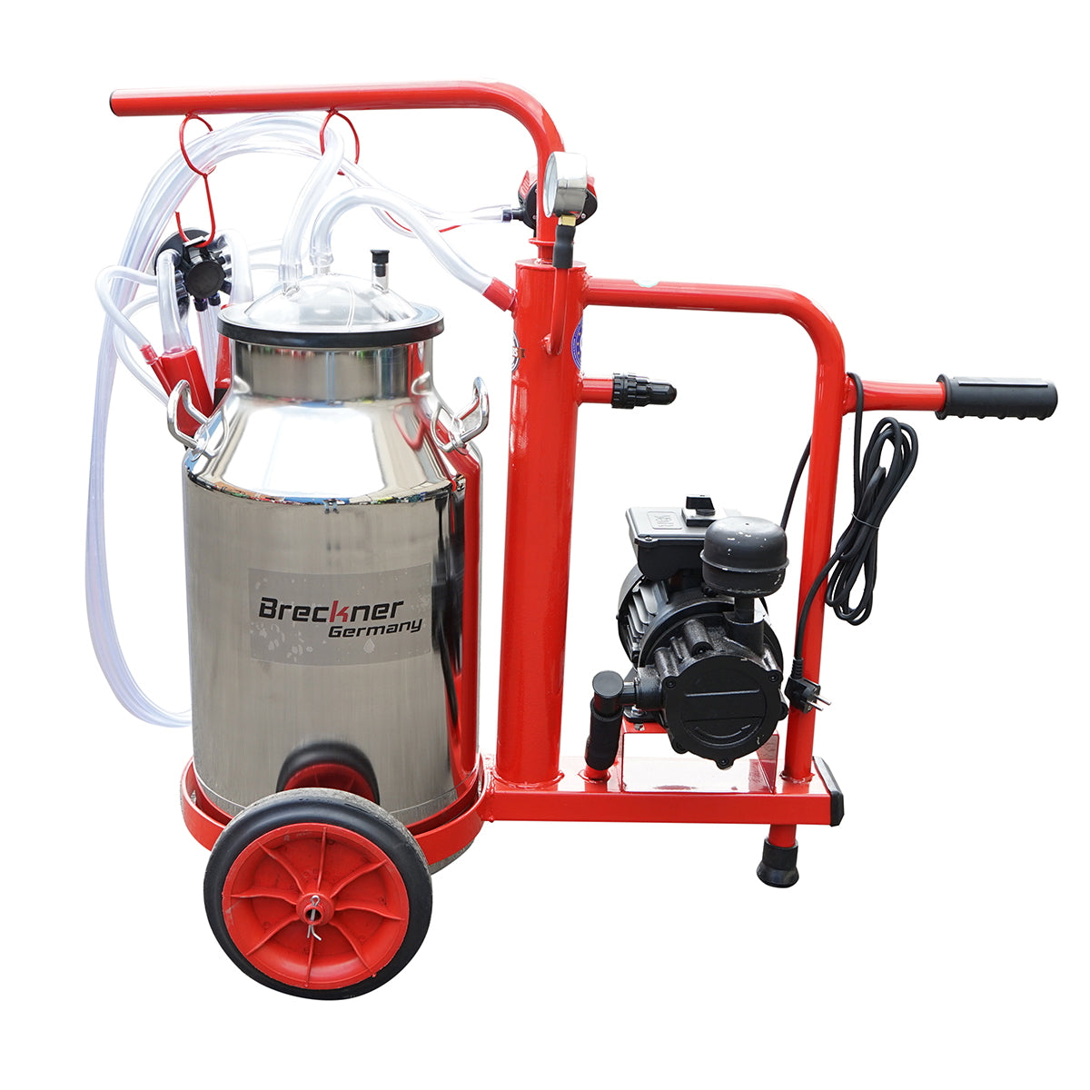Milk pump for cows 1 station bucket 30L stainless steel with vacuum in frame (vacuum) Breckner Germany