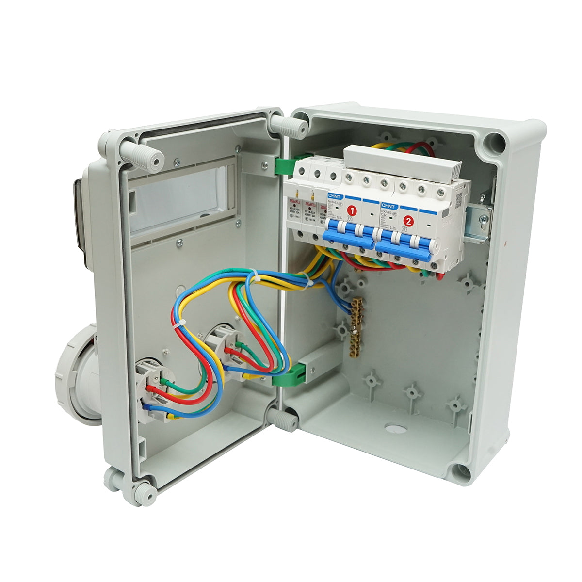 Group socket panel for construction site 2x400V/32A, 6 modules, 340x220x160mm IP67 SUNTREE