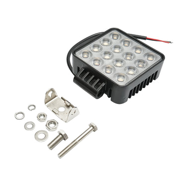 Square LED floodlight projector 12-48V, 48W, 3000K aluminum housing 110x110x45mm
