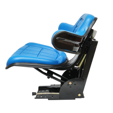 Blue tractor seat with triple adjustment and damper for UTB U-445 and U-650