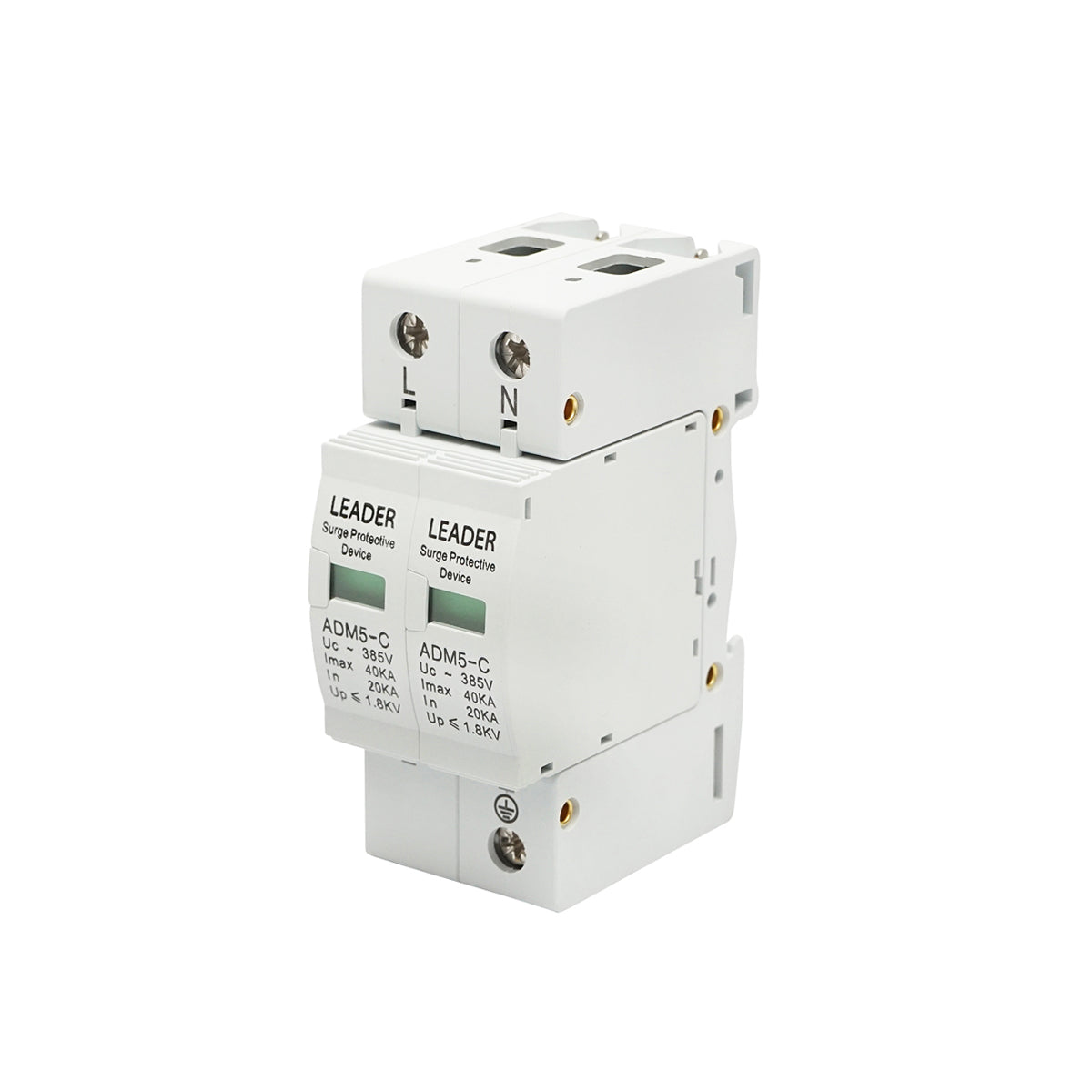 Surge arrester with signaling for photovoltaic systems LA-SPD-2P-40kA-385V Leader