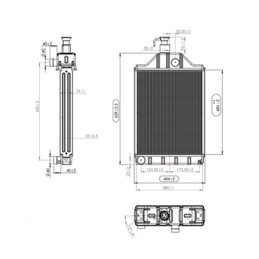 Cooling water radiator for Perkins engine for Massey Ferguson OEM code 150-10, 897358A4, 897358A4A, 897358E4, 897358E4A, 897358M3 Breckner Germany