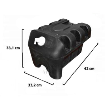 30L water tank with tap and 250ml soap dispenser. black plastic 332x420x331 mm