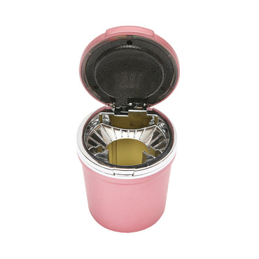 Universal pink-silver car ashtray with multicolor LED light