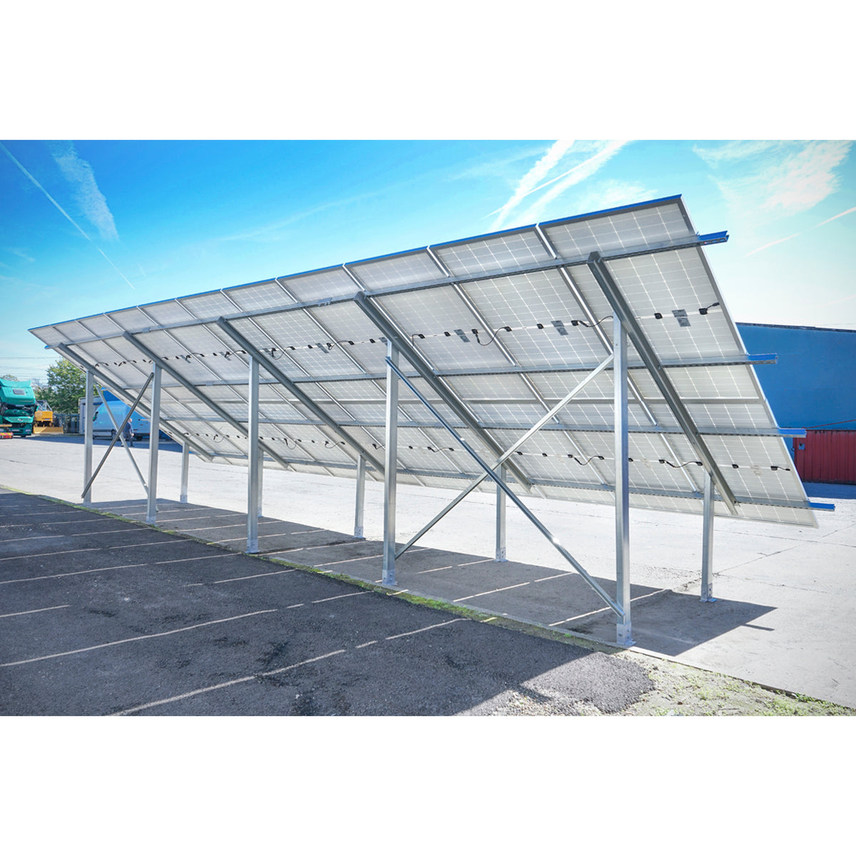 Complete installation system, structure for photovoltaic solar panels on concrete ground 10KW Breckner Germany