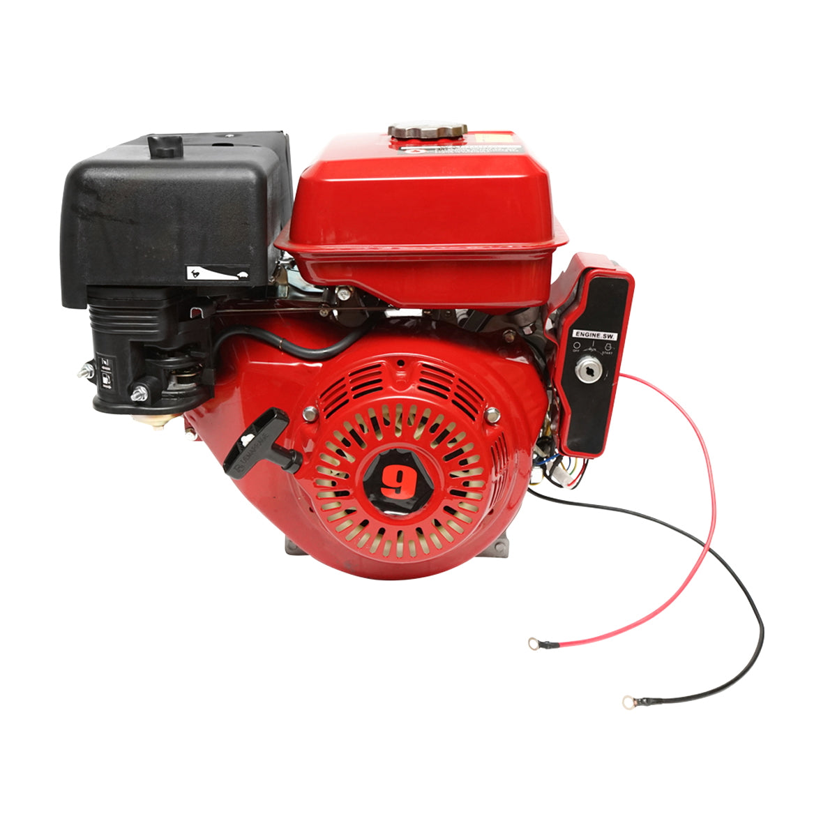 9HP gasoline engine, 4-stroke, 25mm shear pin shaft with 12V/17Ah battery key/rope start Breckner Germany