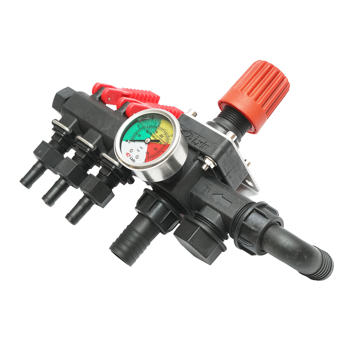 Distributor with 3 outlets and glycerin manometer for herbicide sprayer (compatible with Polish model)