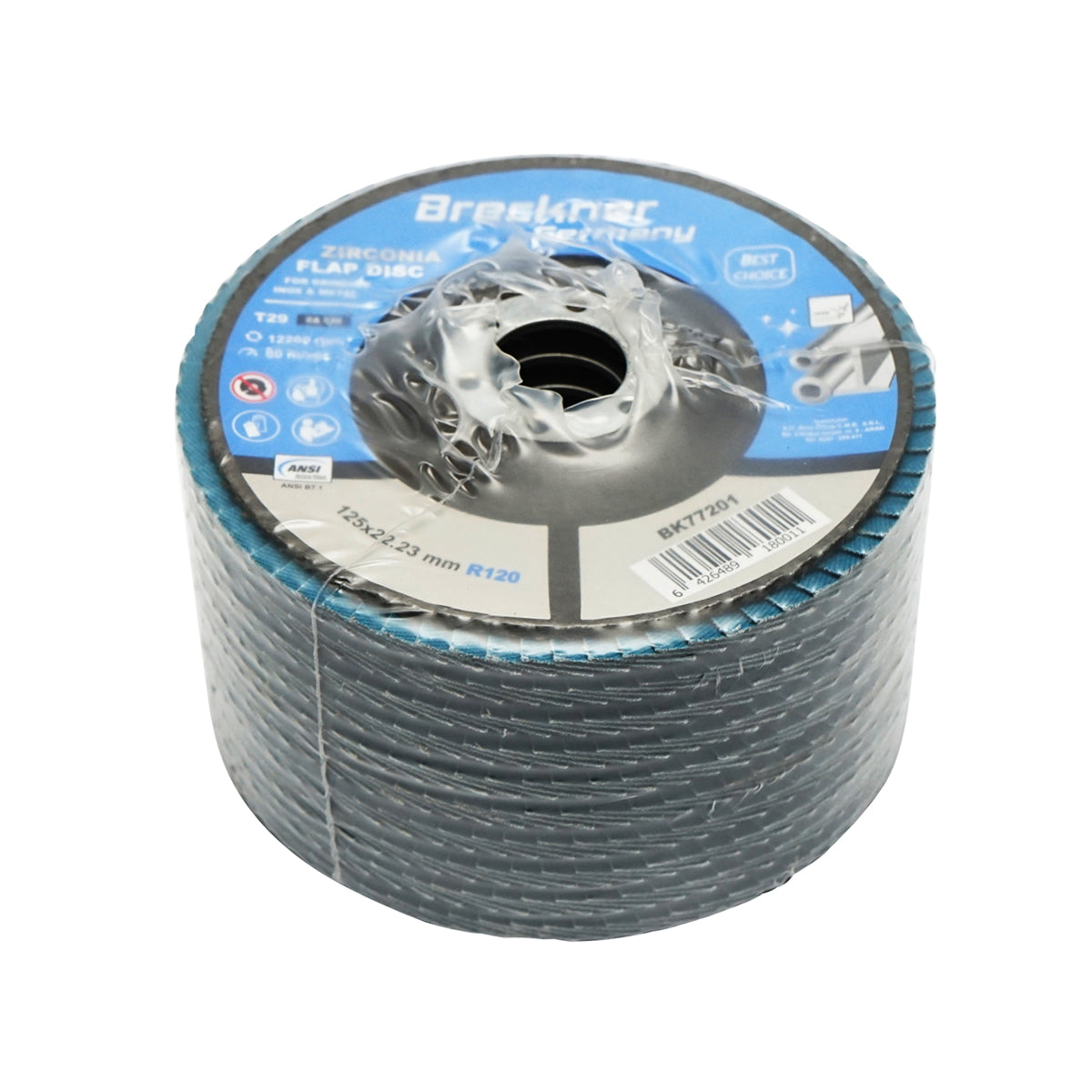 Zirconium abrasive grinding disc for cutting and polishing metal, stainless steel P120, 125mm Breckner Germany