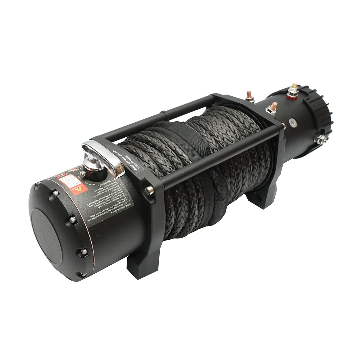 12V electric winch with remote control, 6.5 hp, 6.1T (13500lbs) synthetic cable 9x24m, 400A solenoid Breckner Germany