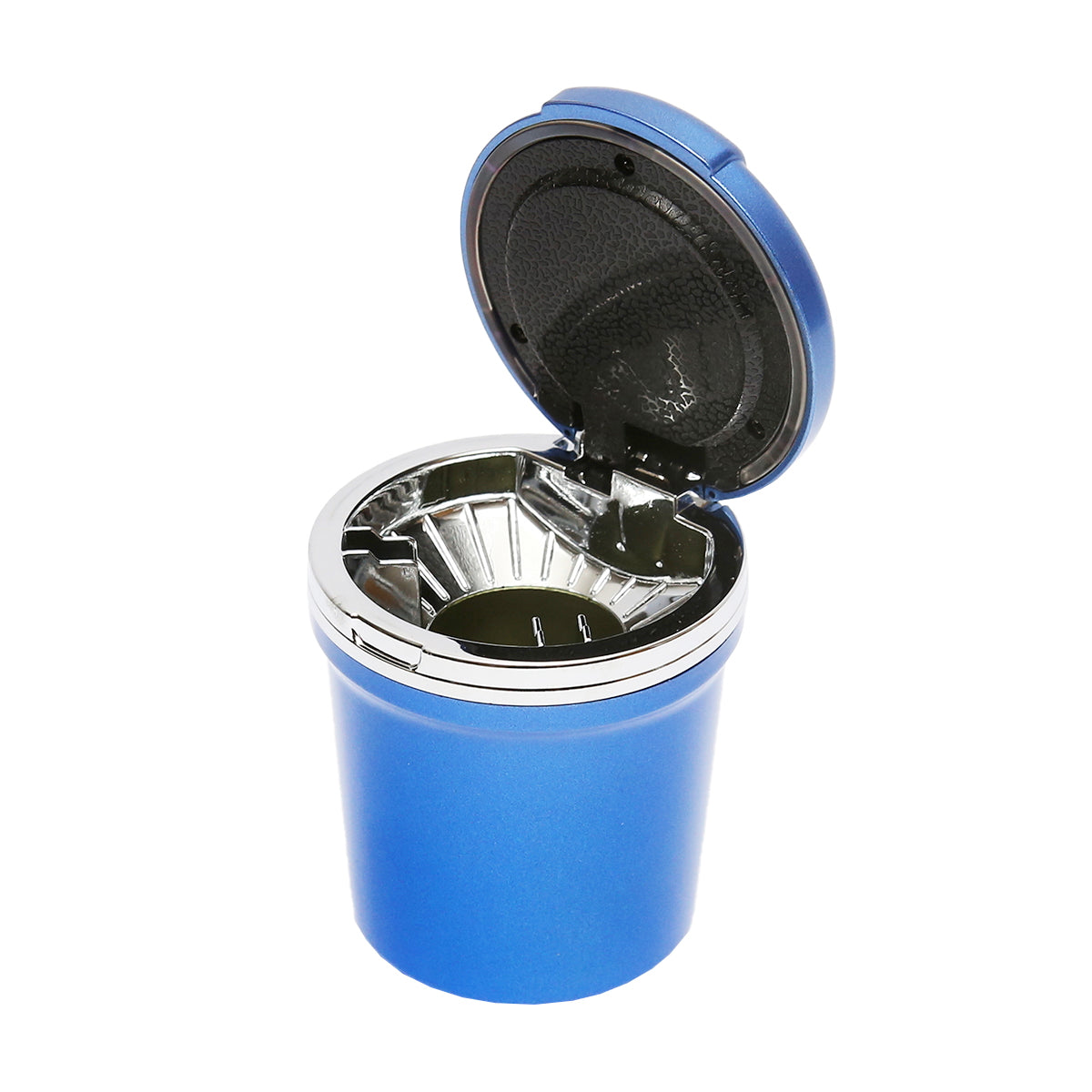 Universal blue-silver car ashtray with multicolor LED light