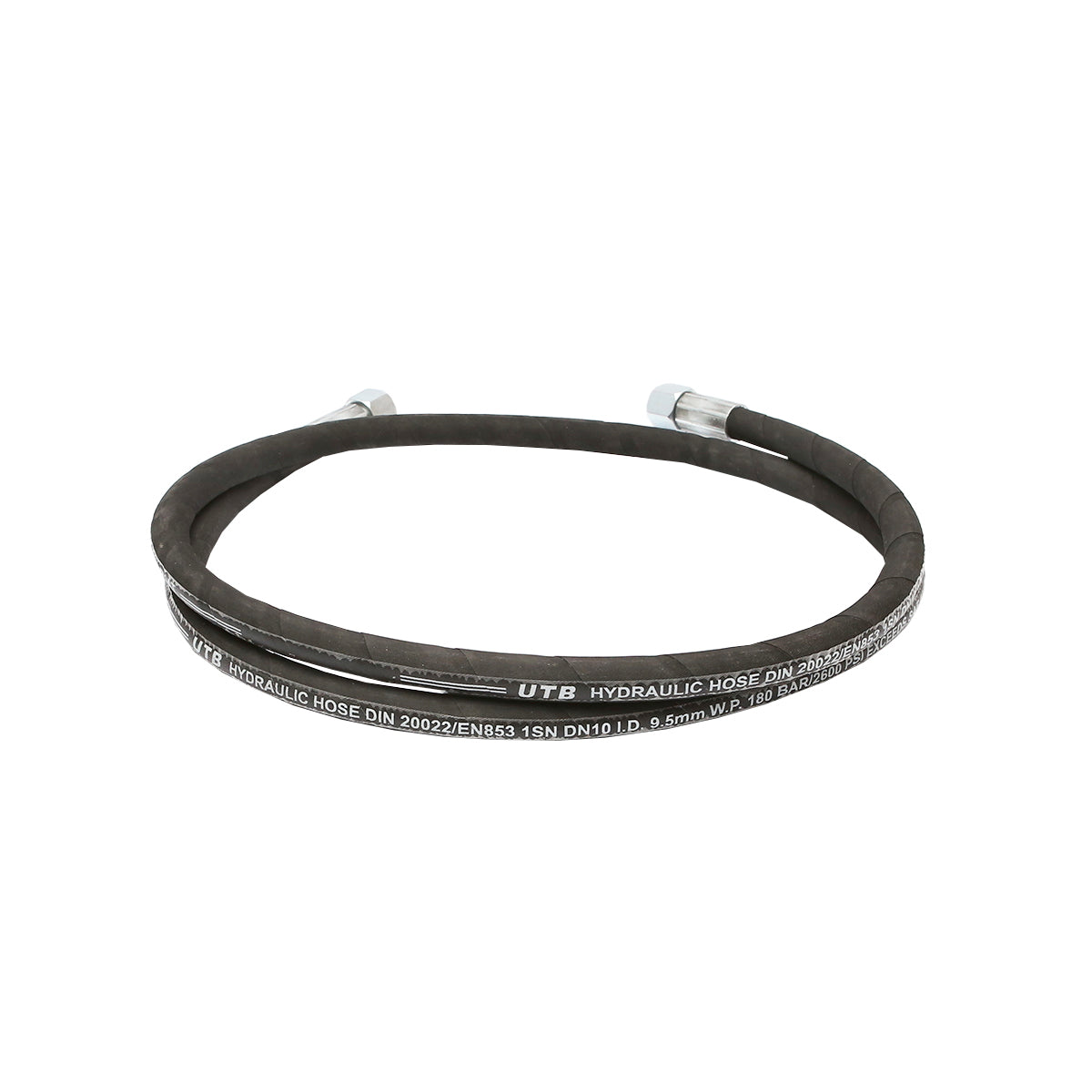 Pressure hose 2SN DN10 certified with hydraulically fixed ends L= 1800mm (Reduction M20X20)