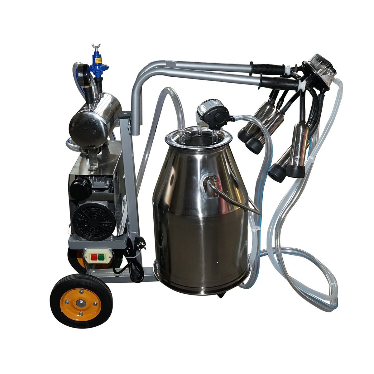 Cow milking machine 1 station 650W, stainless steel tank 25L, milking group with 4 teats, vacuum pressure 45-50 kPa, pulsations 60-80 cpm