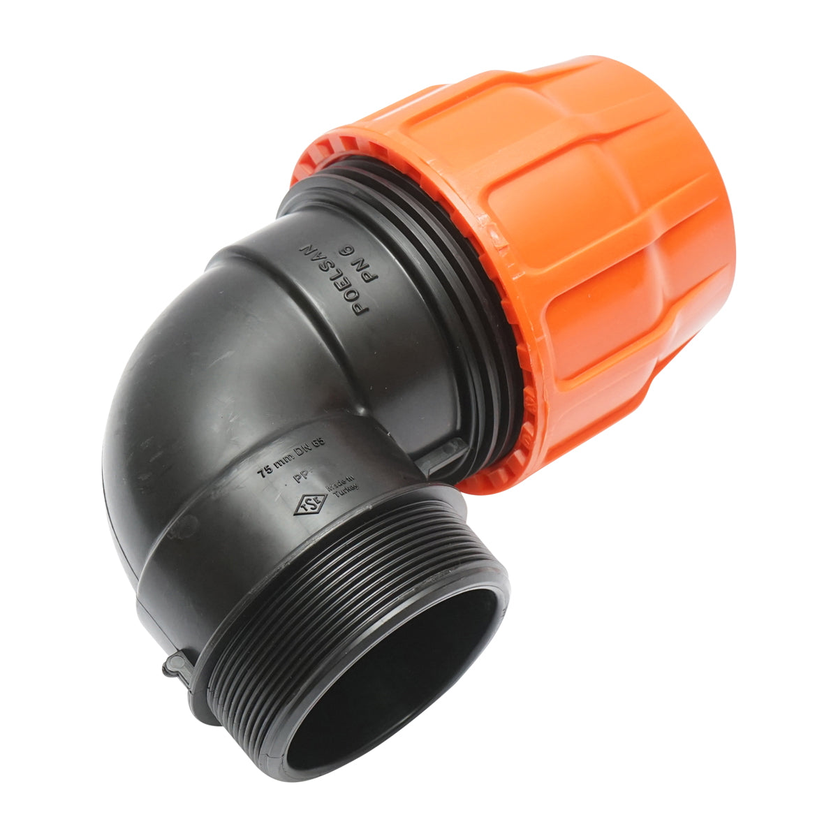 Cot Layflat with Dutch D75x75mm with internal thread, PN6 Poelsan