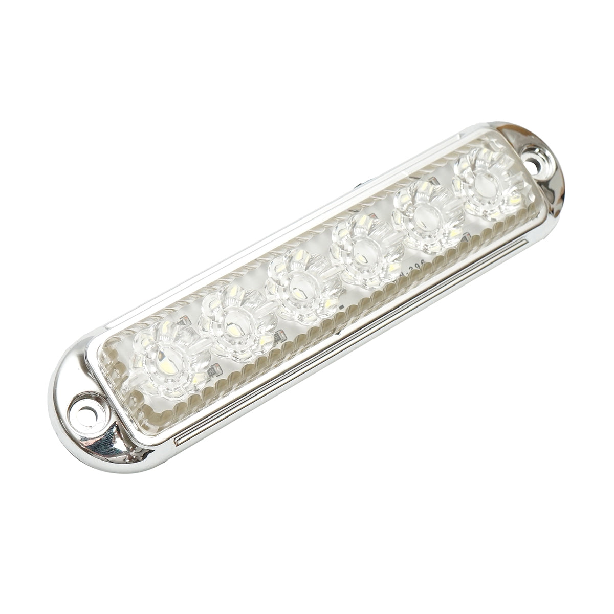 Side marker lamp LED 12-24V, white 155x37mm, chrome frame Breckner Germany