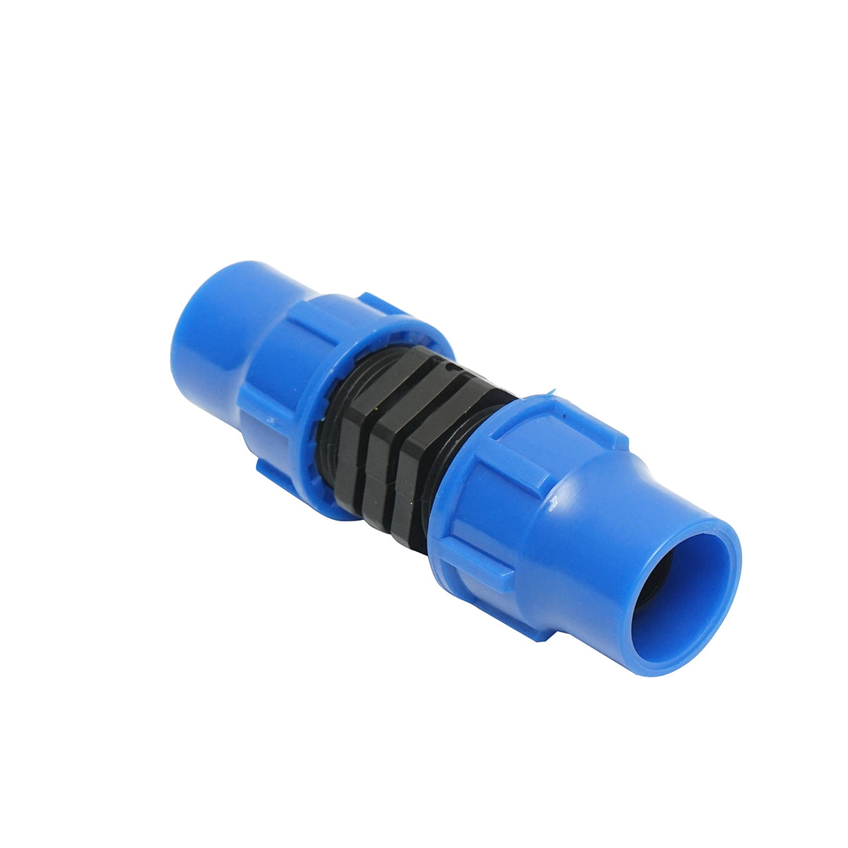 Equal D20x20mm drip tubing connector for irrigation systems.