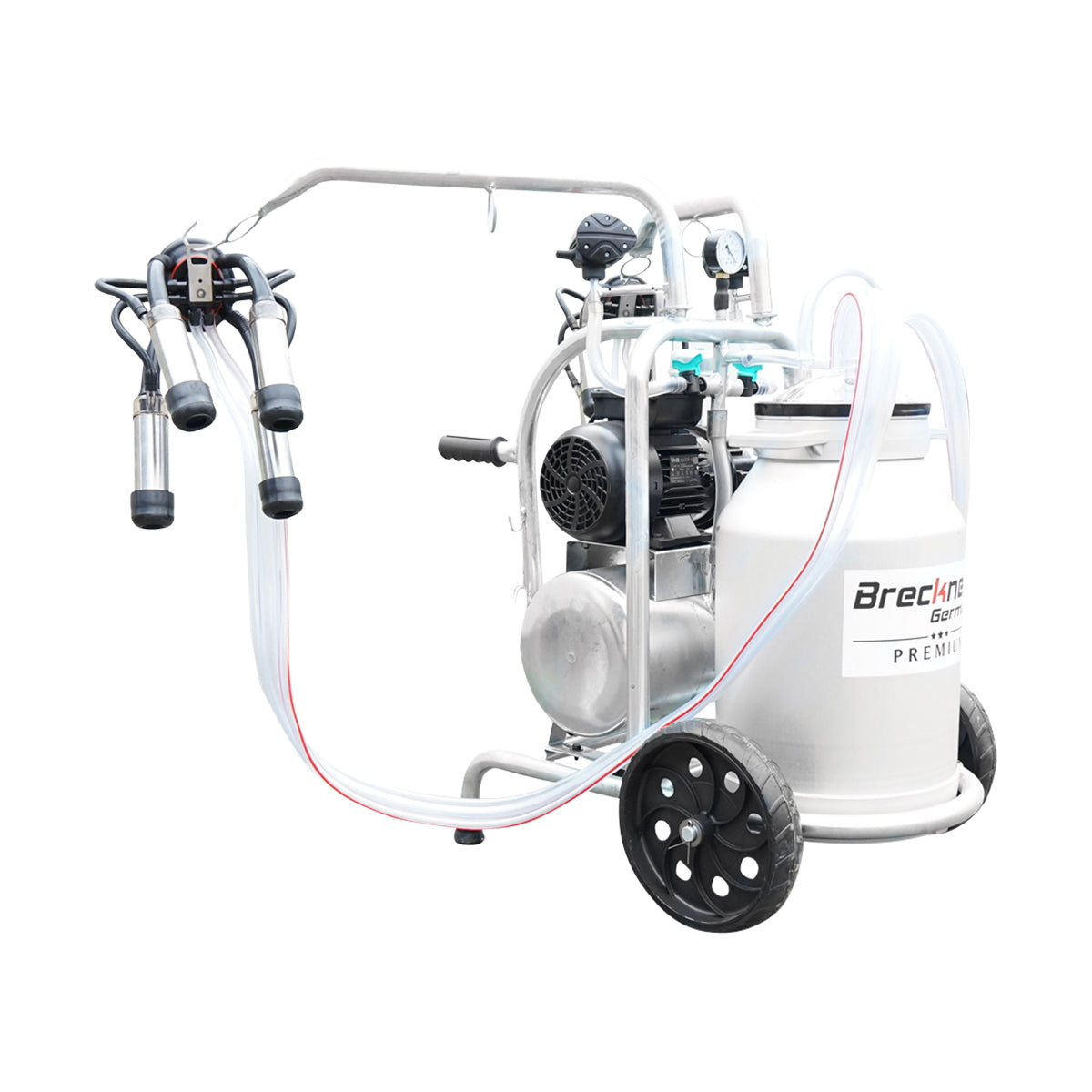 Milking machine for cows with 160cc collection group, galvanized chassis, 40L aluminum tank, 2 positions Breckner Germany
