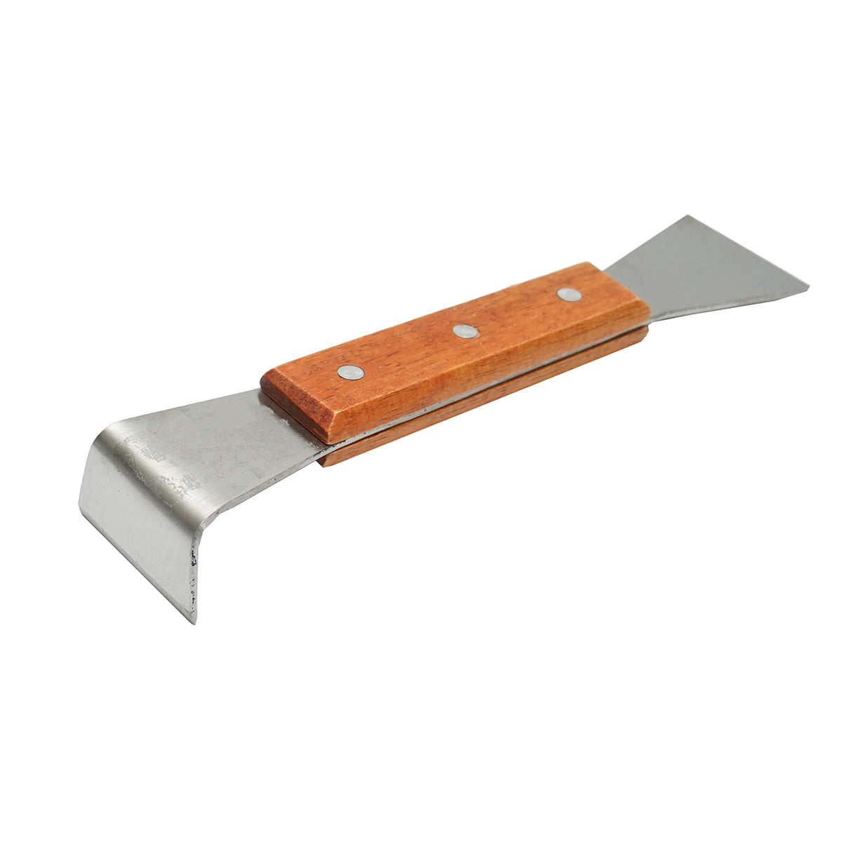 Stainless steel L-shaped hive tool with wooden handle 200x45mm