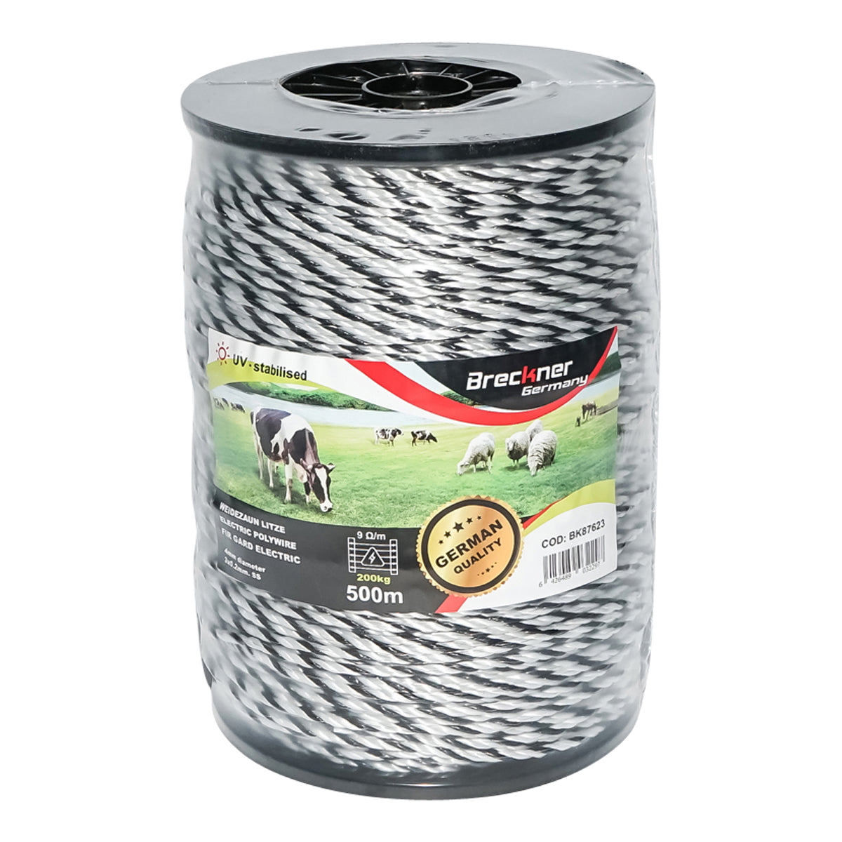 White-black wire roll 4 mm 3x0.2mm SS 500m electric fence Breckner Germany