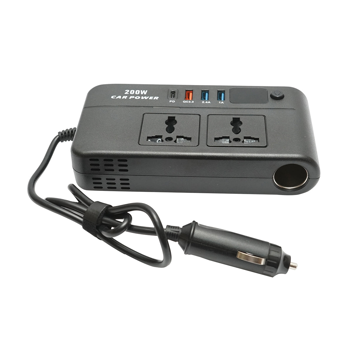 12V-220V 200W inverter, modified sine wave, USB port, USB-C, dual AC output