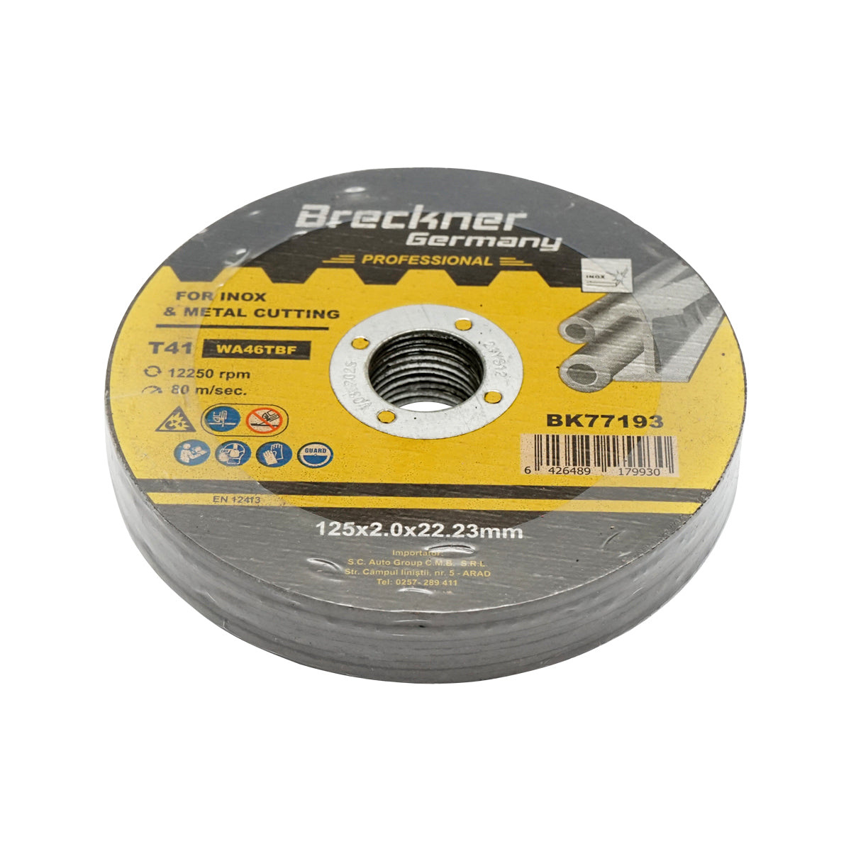 Flex disc for cutting and polishing stainless steel T41 125x2.0x22mm Breckner Germany