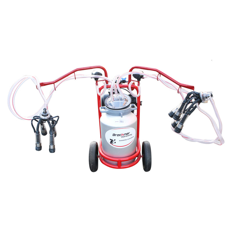 2-station milking machine, 40L aluminum tank with bottle, vacuum reservoir Breckner Germany