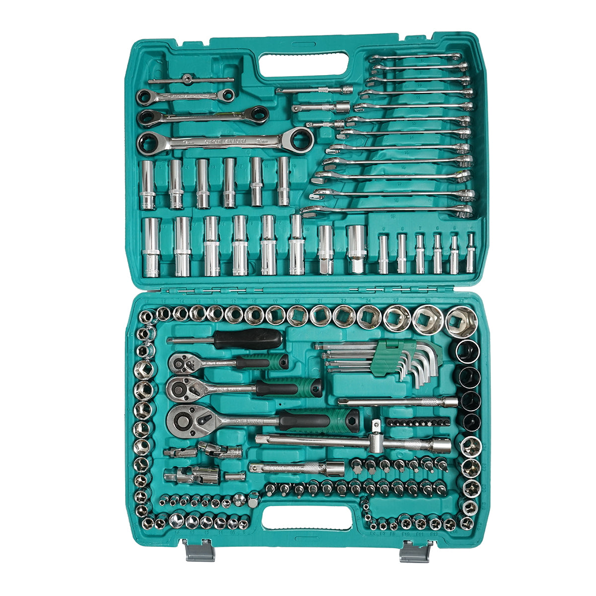 Hexagonal socket wrench set, long socket wrenches, ratchet ring wrenches, bits, hex keys 151 pieces Breckner Germany