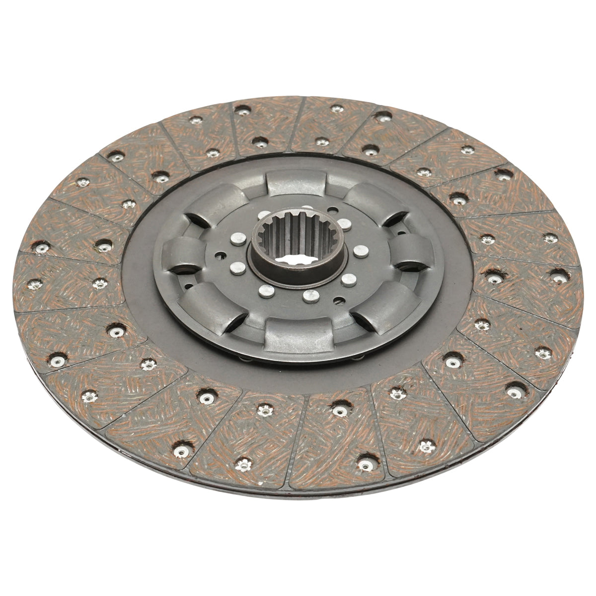 Clutch disc with friction material and spring, 16 grooves for Forest Tractor with Perkins engine
