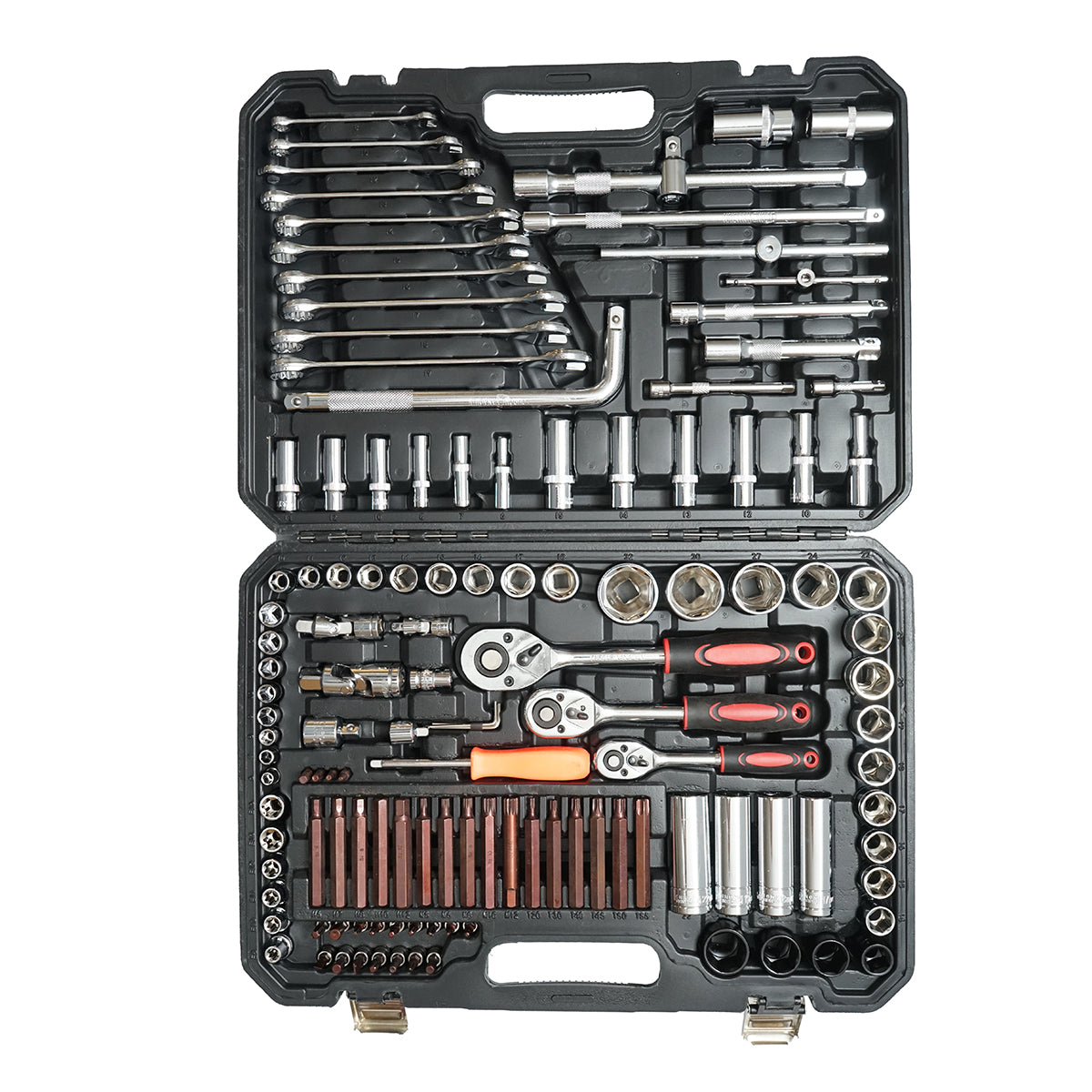 Socket wrench set, hexagonal, deep socket, fixed wrenches, bits, torx, hex, spline 128 pieces Breckner Germany