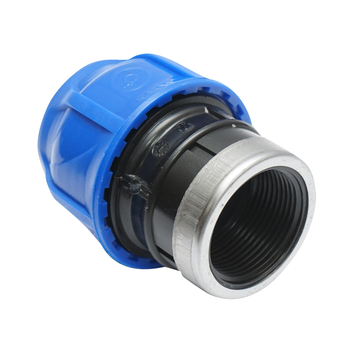 Compression adapter mother, internal thread D40mm x 1 1/4 max 16bar for PEHD irrigation systems