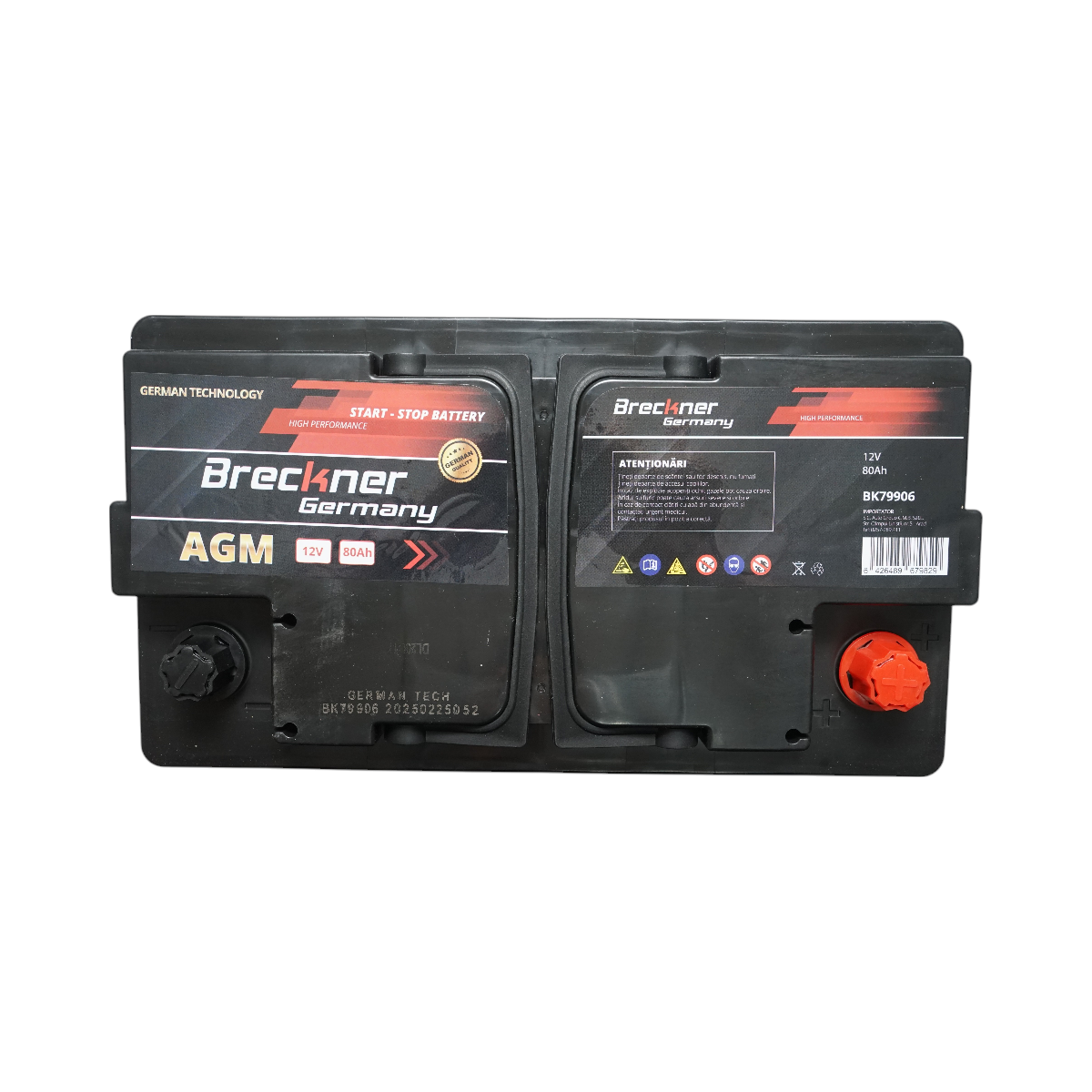 AGM start-stop car battery 12V 80 Ah, 950A at start 315x175x195mm Breckner Germany
