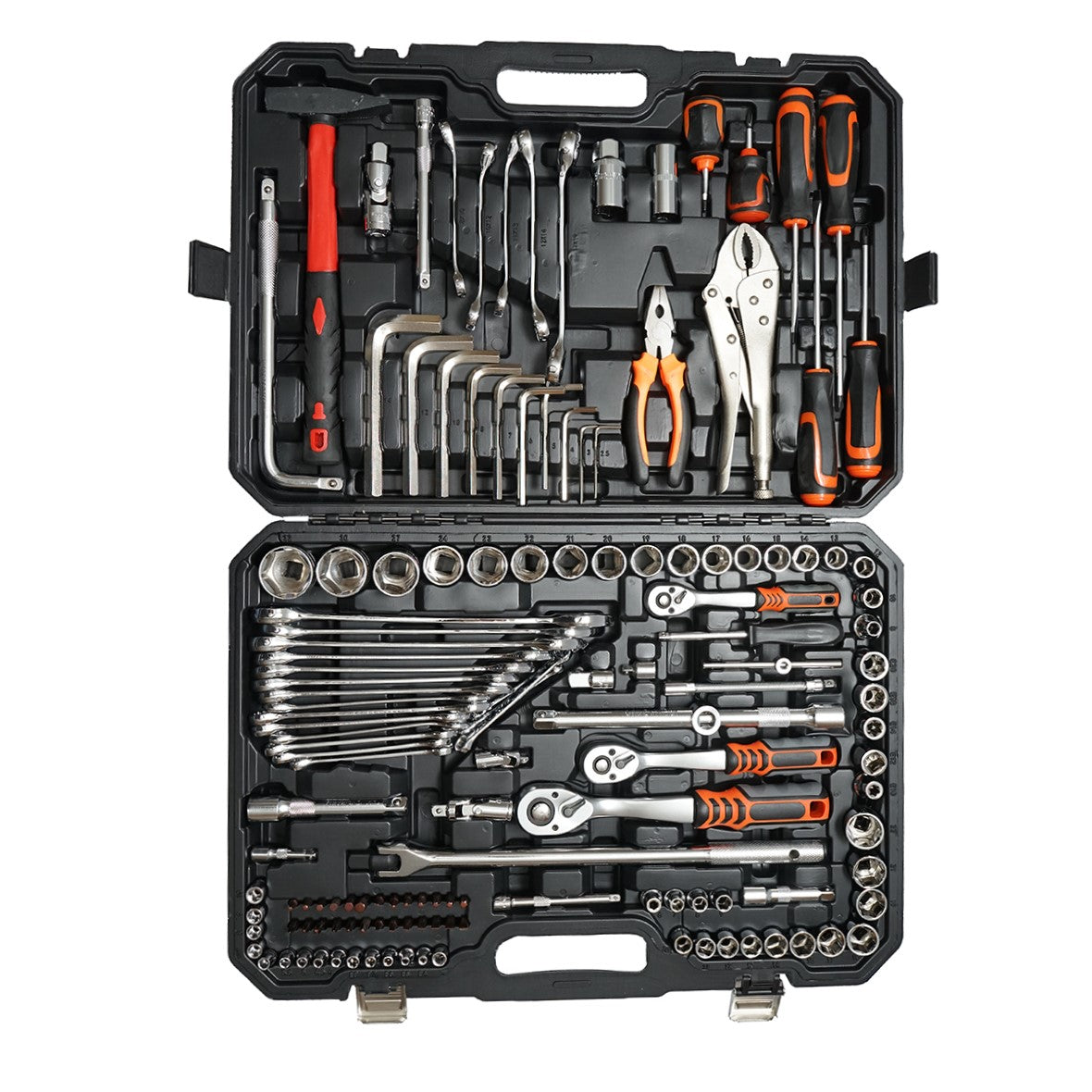 Hexagonal socket wrench set, fixed, bits, Allen keys, screwdrivers and tools 142 pieces Breckner Germany