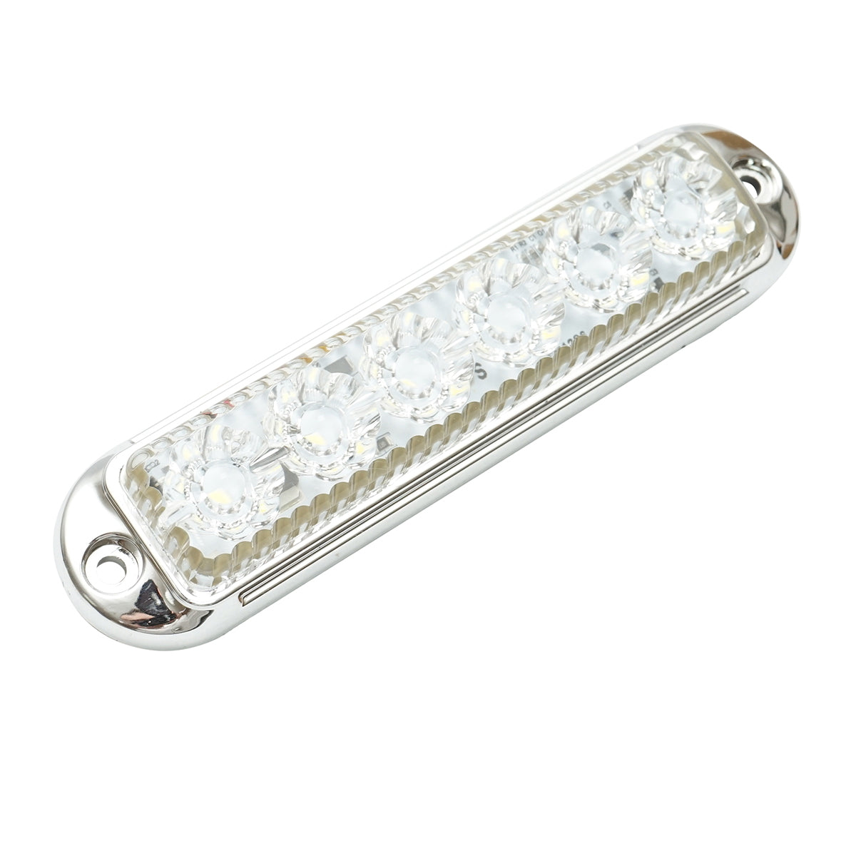 Side marker lamp LED 12-24V, white 4 functions 155x37mm, chrome frame Breckner Germany