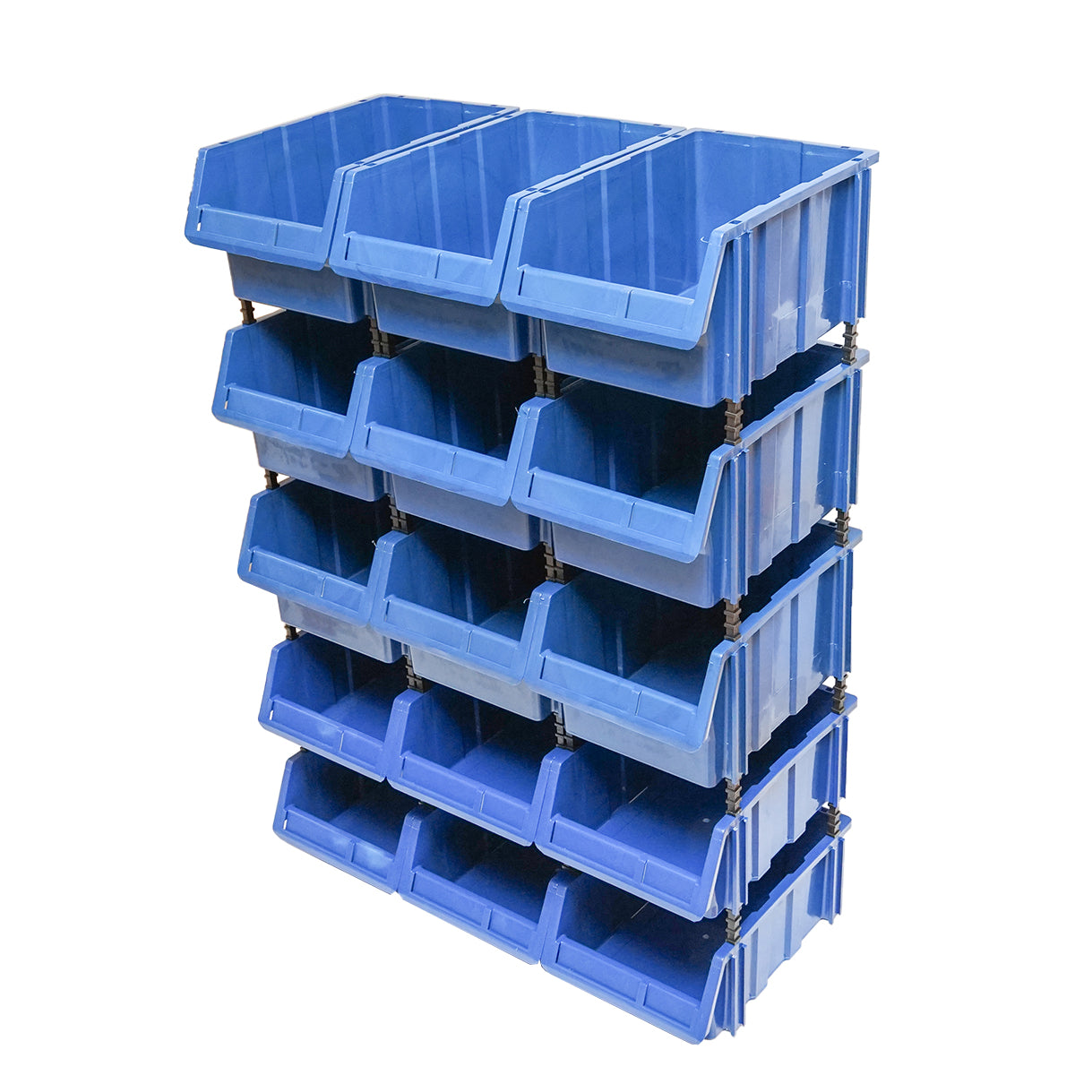 Stand with 15 storage/organization boxes, blue plastic box, 765x400x1100mm