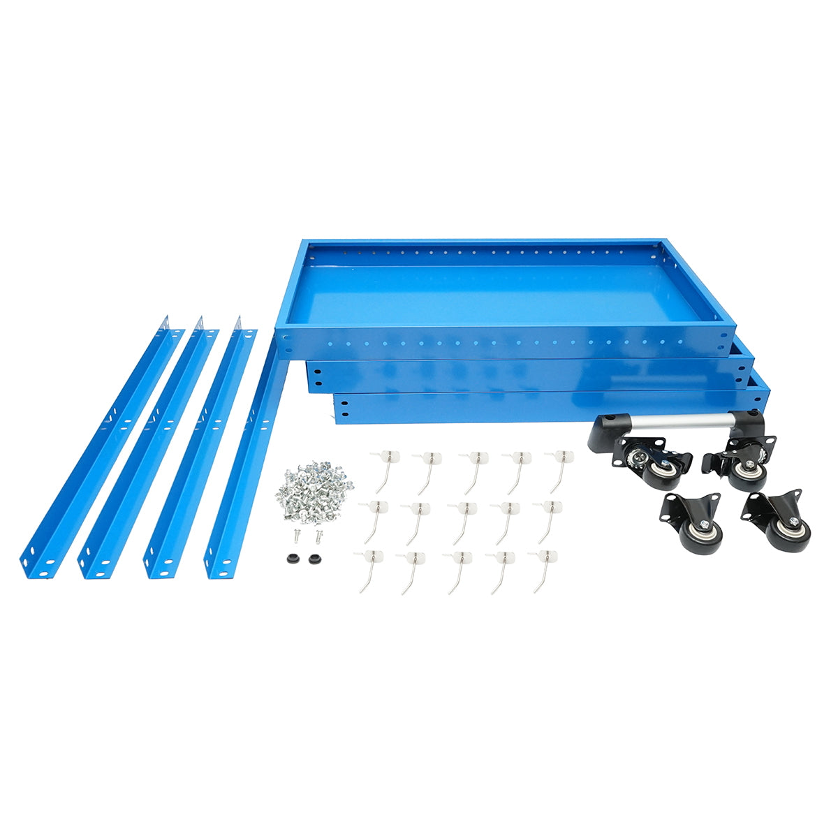 Metal cart on wheels with 3 shelves and tool holders 660x360x730mm