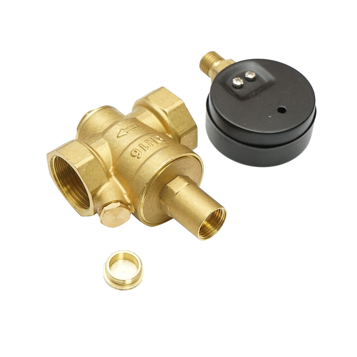 Water pressure reducer 1-1 tol, adjustable with filter mesh and pressure gauge DN25 for residential solar installations