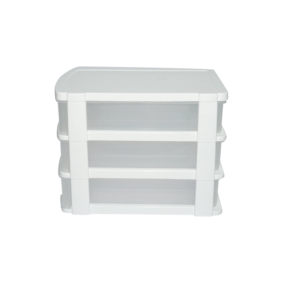 White plastic storage box with 3 drawers 270x192xH198mm