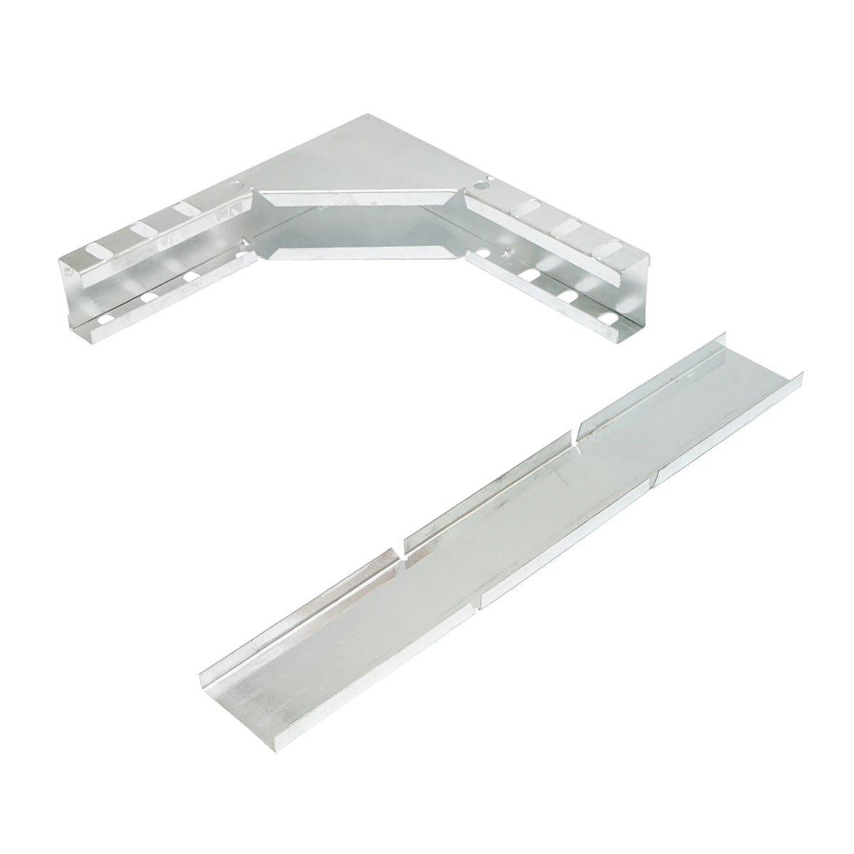 Vertical 90-degree drop bend made of galvanized steel for a 25x50mm gutter.