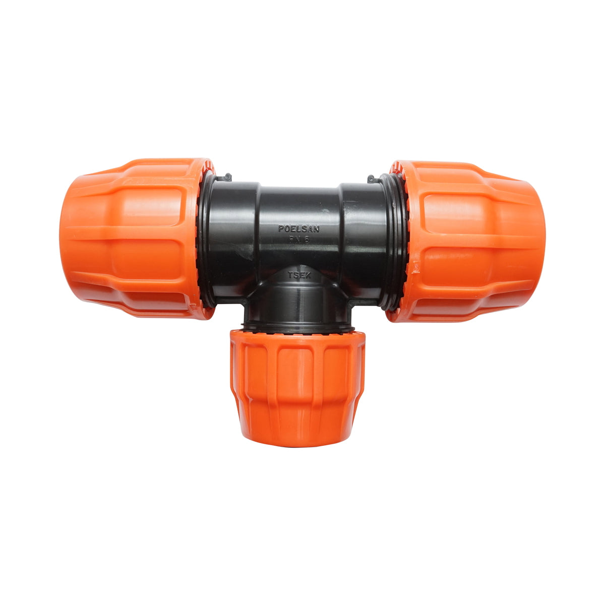 You Layflat with reduction and Dutch D75x50x75mm with internal thread, PN6 Poelsan