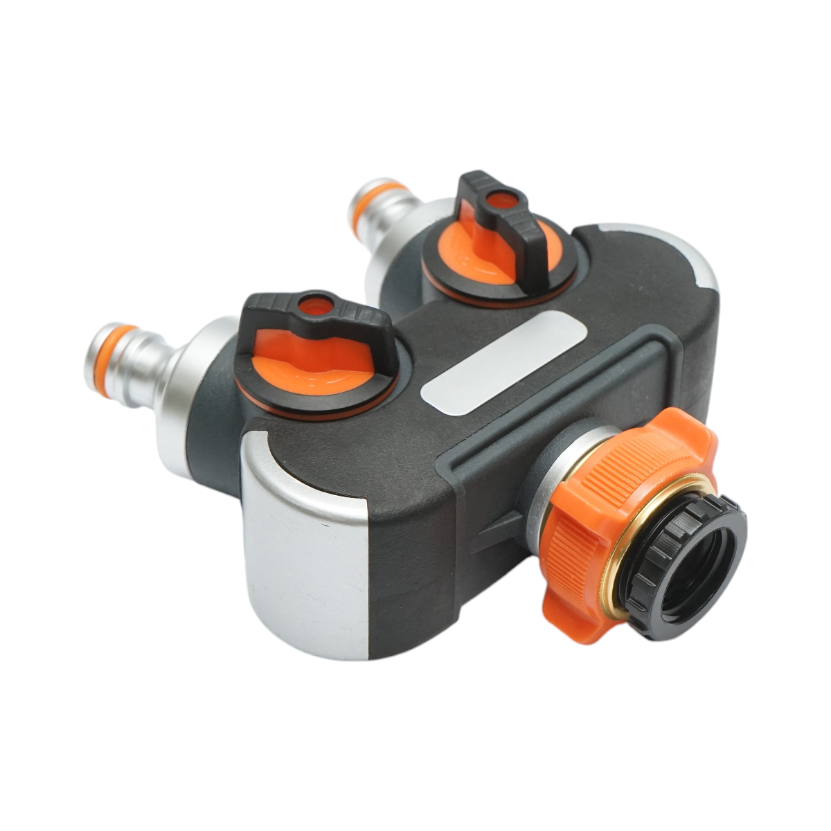 Distributor 2 way with taps, 1/2 connectors and 1/2-3/4 tap adapter garden hose
