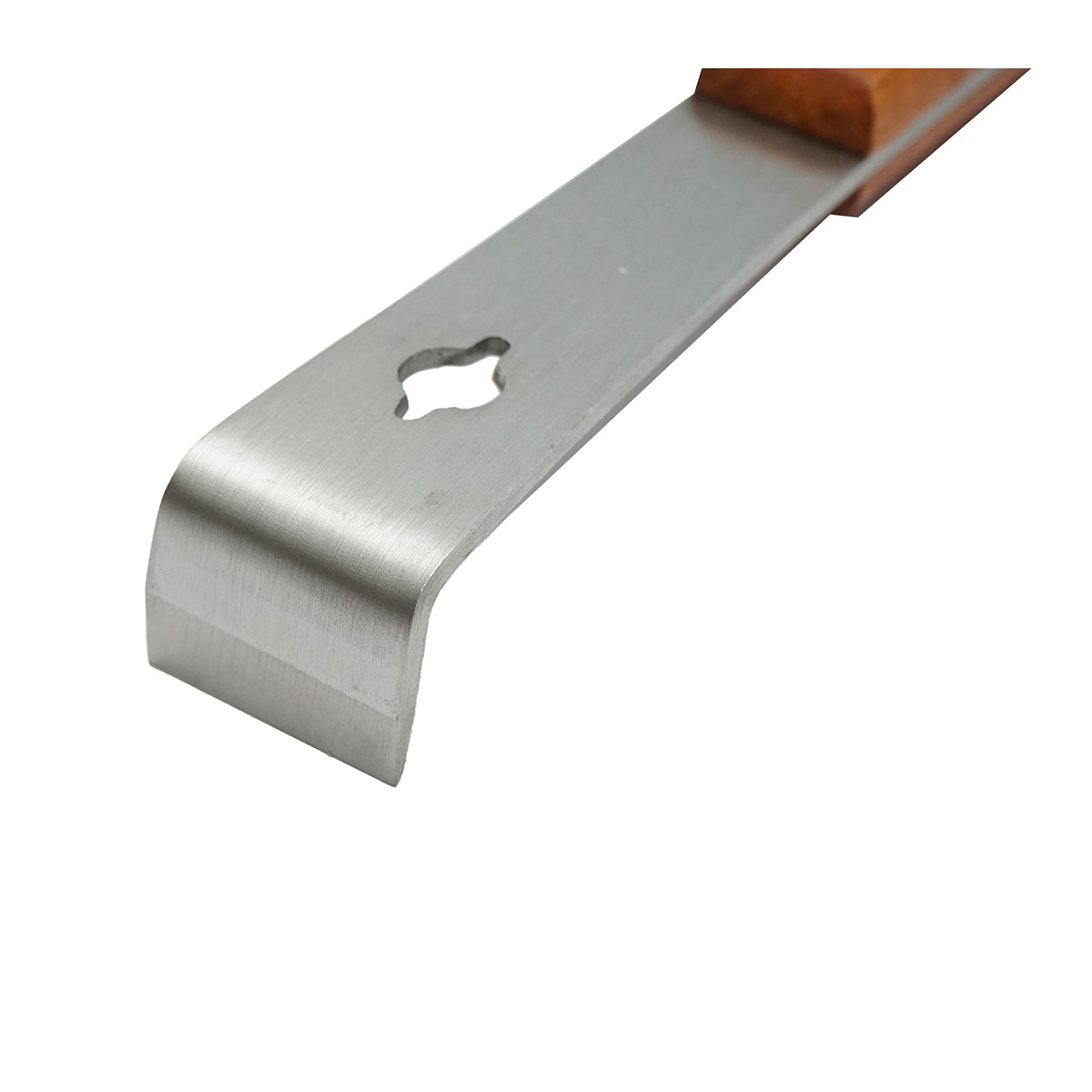 Stainless steel bee scraper with wooden handle and L-shaped ladder 260mm