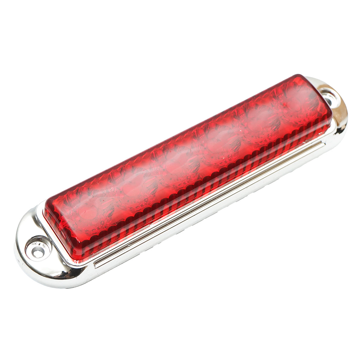 Side marker LED lamp 12-24V, red 155x37mm, chrome frame Breckner Germany