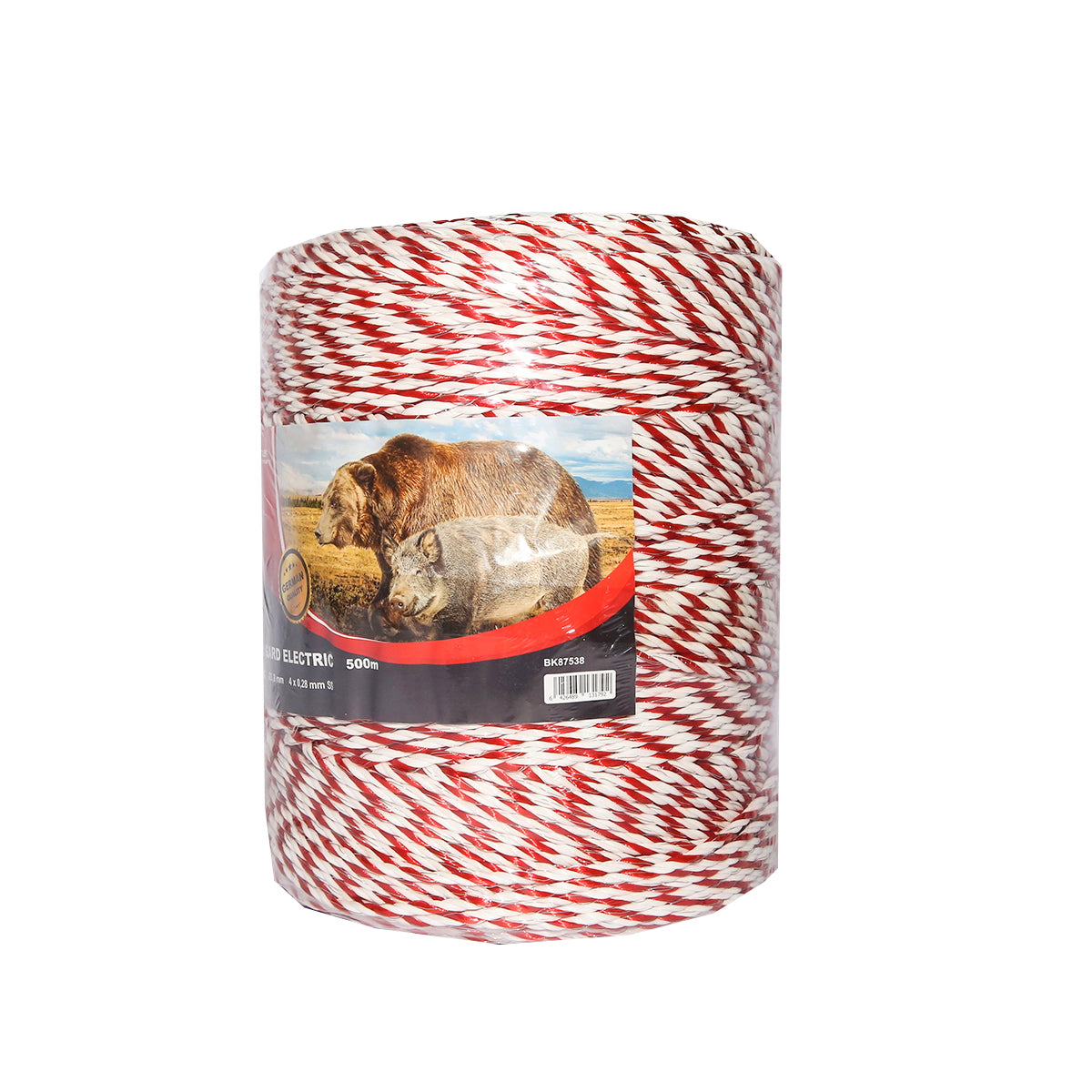 White-red wire roll 3.8mm with 4x0.28mm metal insert, 500m electric fence Breckner Germany